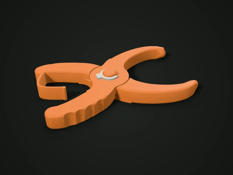 Render 3D de una pinza de masaje abierta